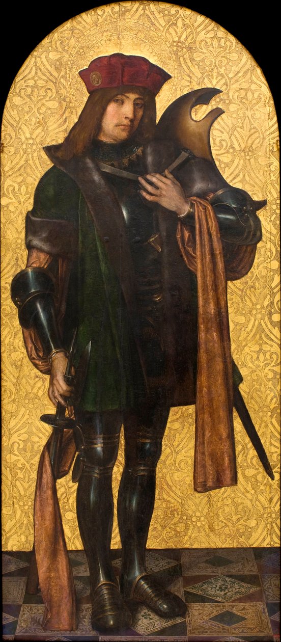 Święty Kandyd (Ksander) (Święty Kandyd) lub Święty Wojownik (czasami utożsamiany ze Świętym Jerzym) - Obraz Aine (Ayne) Bru (Hans Brun lub Lucius Brun) (aktywny XVI wiek) Olej na drewnie 1502-1507 Museu Nacional d