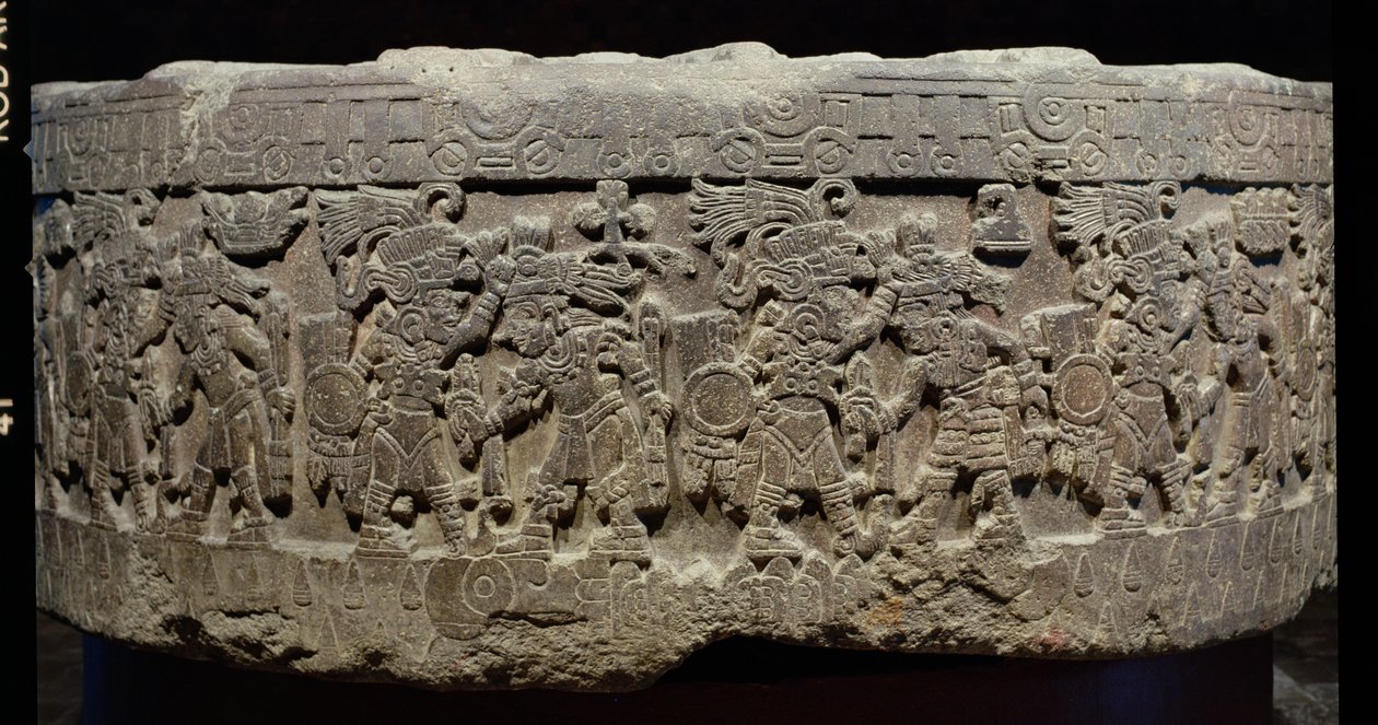 Kamień Tizoc (ok.1481-86) lub Temalacatl, 1325-1521 autorstwa Aztec