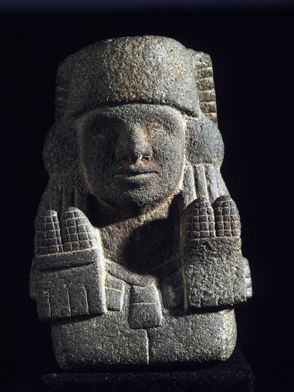 Sztuka Azteków: przedstawienie Chicomecoatl (zwanej ausi Xilonen), bogini Panny i Płodności. Narodowe Muzeum Antropologiczne, Meksyk autorstwa Aztec Aztec