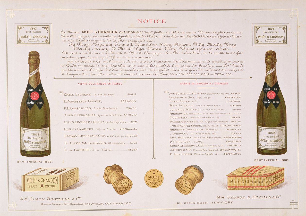 Agenci na całym świecie i próbki opakowań, z Le France Vinicole, wyd. autor: Moet & Chandon, Epernay autorstwa B. Arnaud