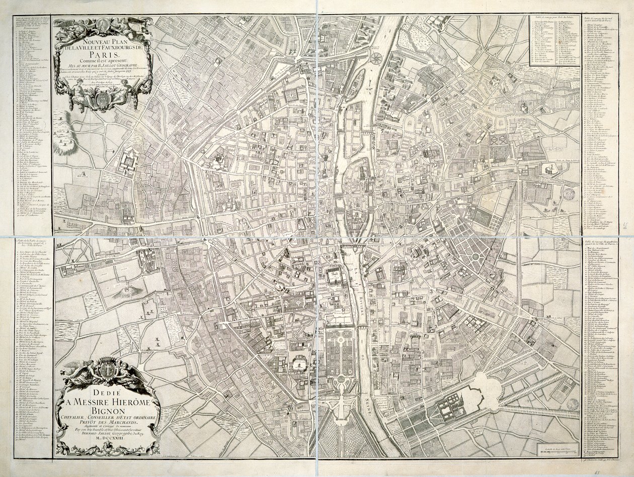 Mapa Paryża, 1723 autorstwa B. Jaillot