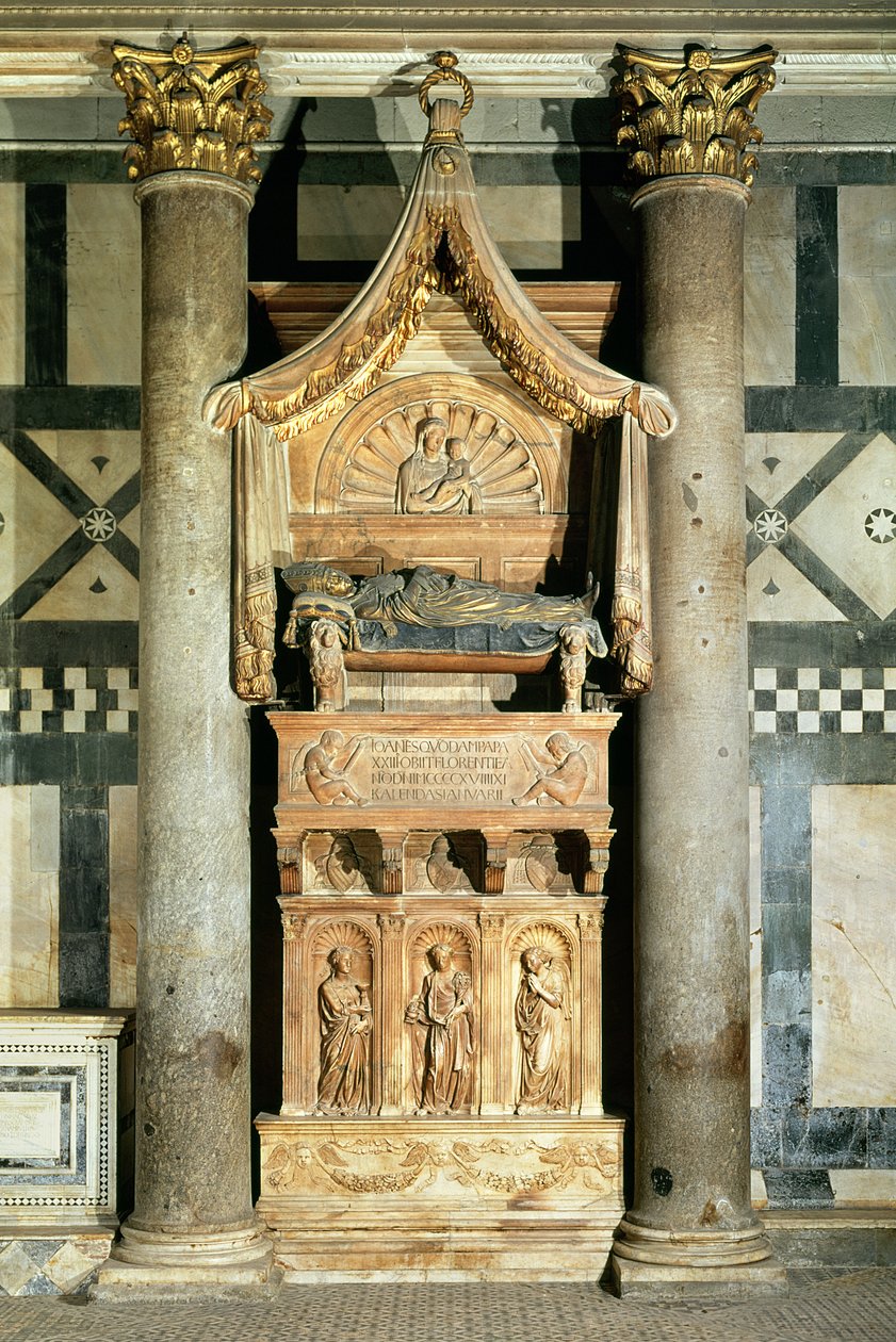 Widok grobu papieża Jana XXIII (ok.1370-1419) autorstwa Donatello