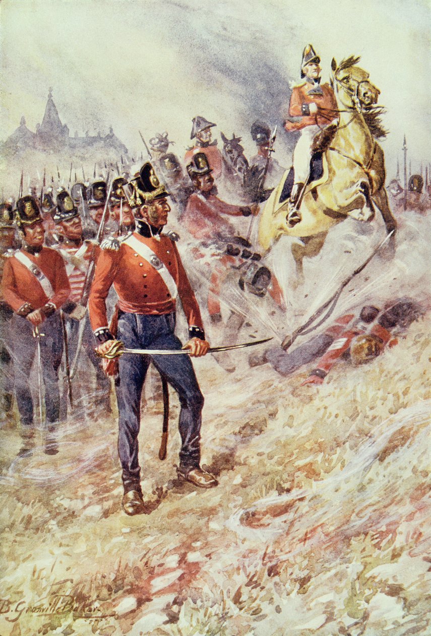 Sir John Moore (1761-1809) w Corunie, 16 stycznia 1809, z „Brytyjskich bitew na lądzie i morzu” pod redakcją Sir Evelyna Wooda (1838-1919) opublikowana po raz pierwszy w 1915 autorstwa B. Granville Baker