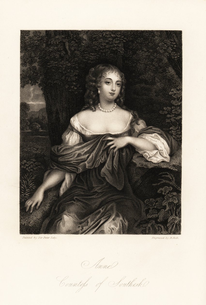 Portret Anne Carnegie, hrabiny Southesk, żony Jamesa Carnegie, dawniej lady Anne Hamilton, znanej z romansu z księciem Yorku, c autorstwa B. Holl
