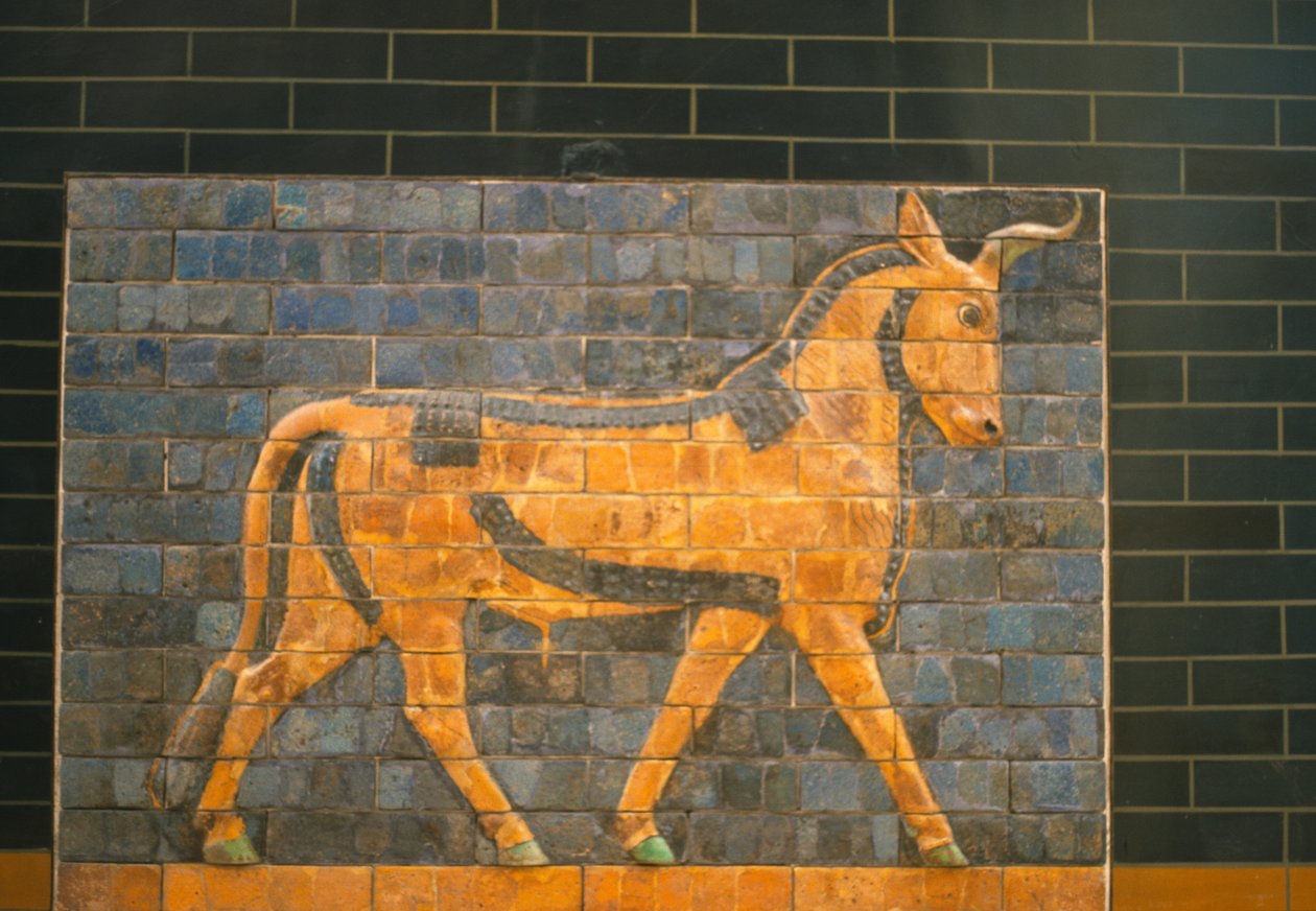 Bull, z Babilonu (glazurowane cegły) autorstwa Babylonian