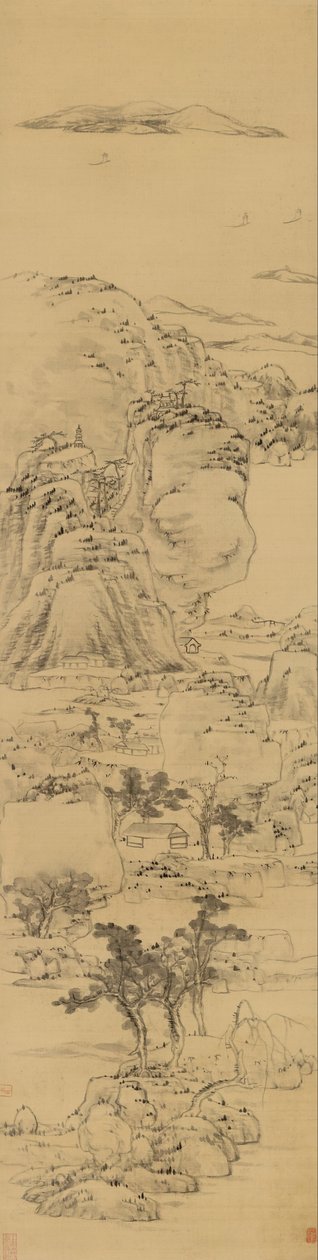 Krajobraz w stylu Ni Zan (1301-1374) autorstwa Bada Shanren