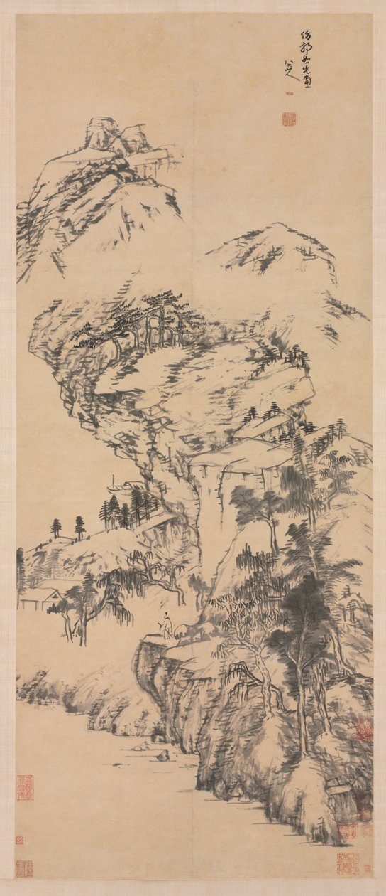 Krajobraz według Guo Zhongshu, połowa 1600-1705. autorstwa Bada Shanren