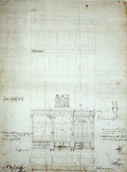 Projekt dla Państwowego Biura Loterii Nicholsona, nr 3 Cockspur Street, City of London autorstwa Baker Baker