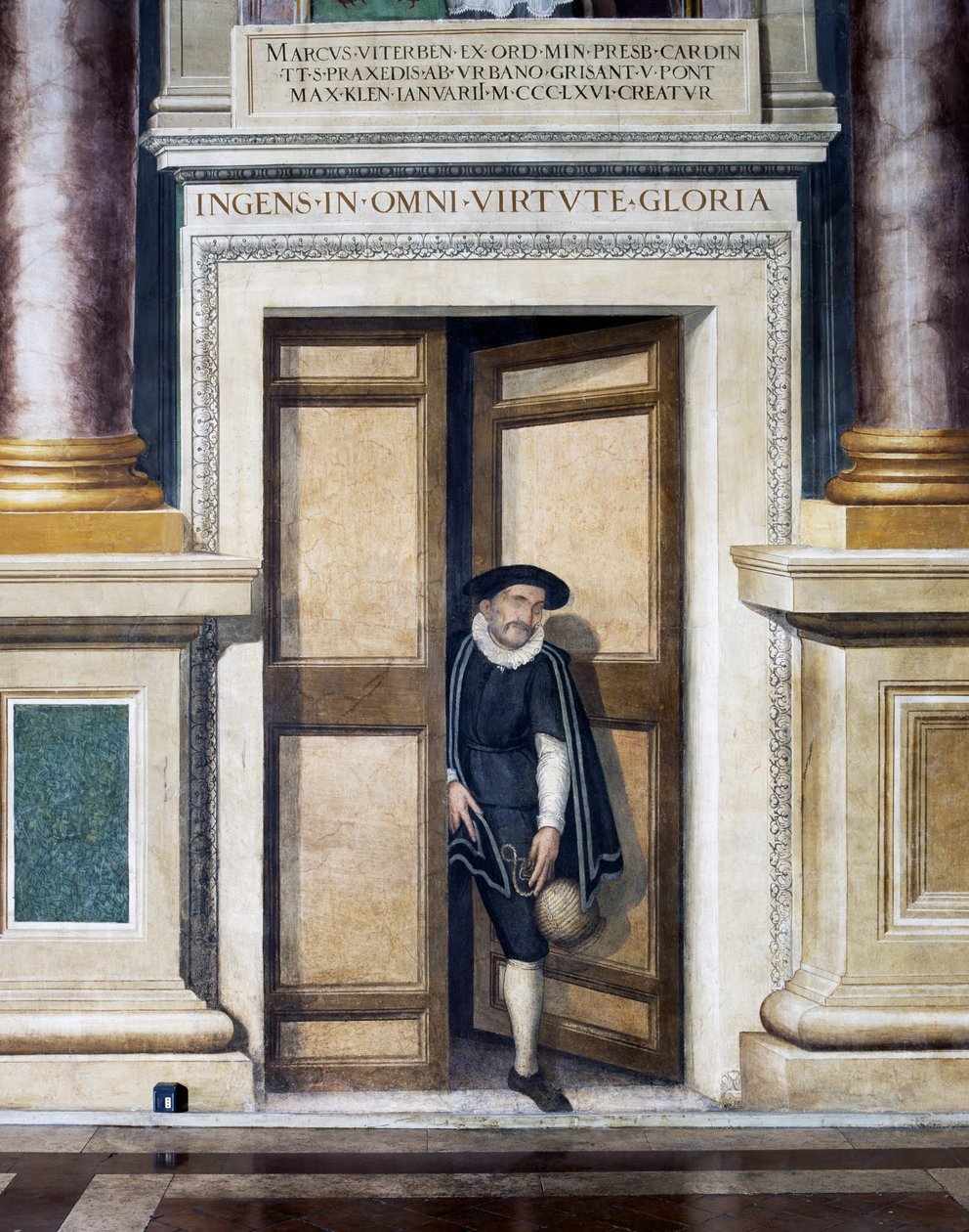 Fałszywe drzwi (XVI wiek), autorstwa Baldassare Croce (1558-1628), fresk, południowa ściana Sali Królewskiej, Ratusz, Rzym, Lacjum, Włochy autorstwa Baldassare Croce