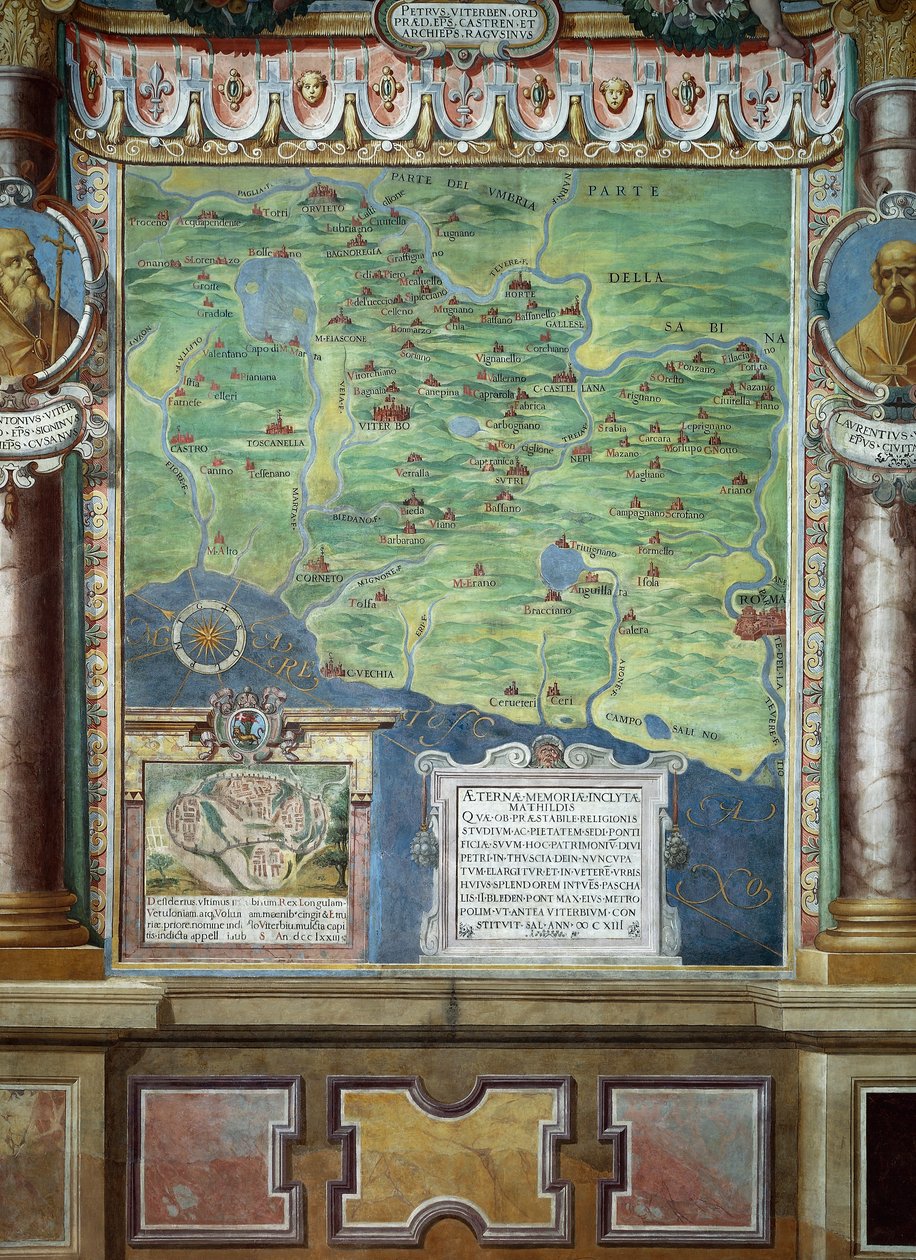 Ziemia rzymska Tuscia podarowana kościołowi przez hrabinę Matyldę, fragment fresków Baldassare Croce autorstwa Baldassare Croce