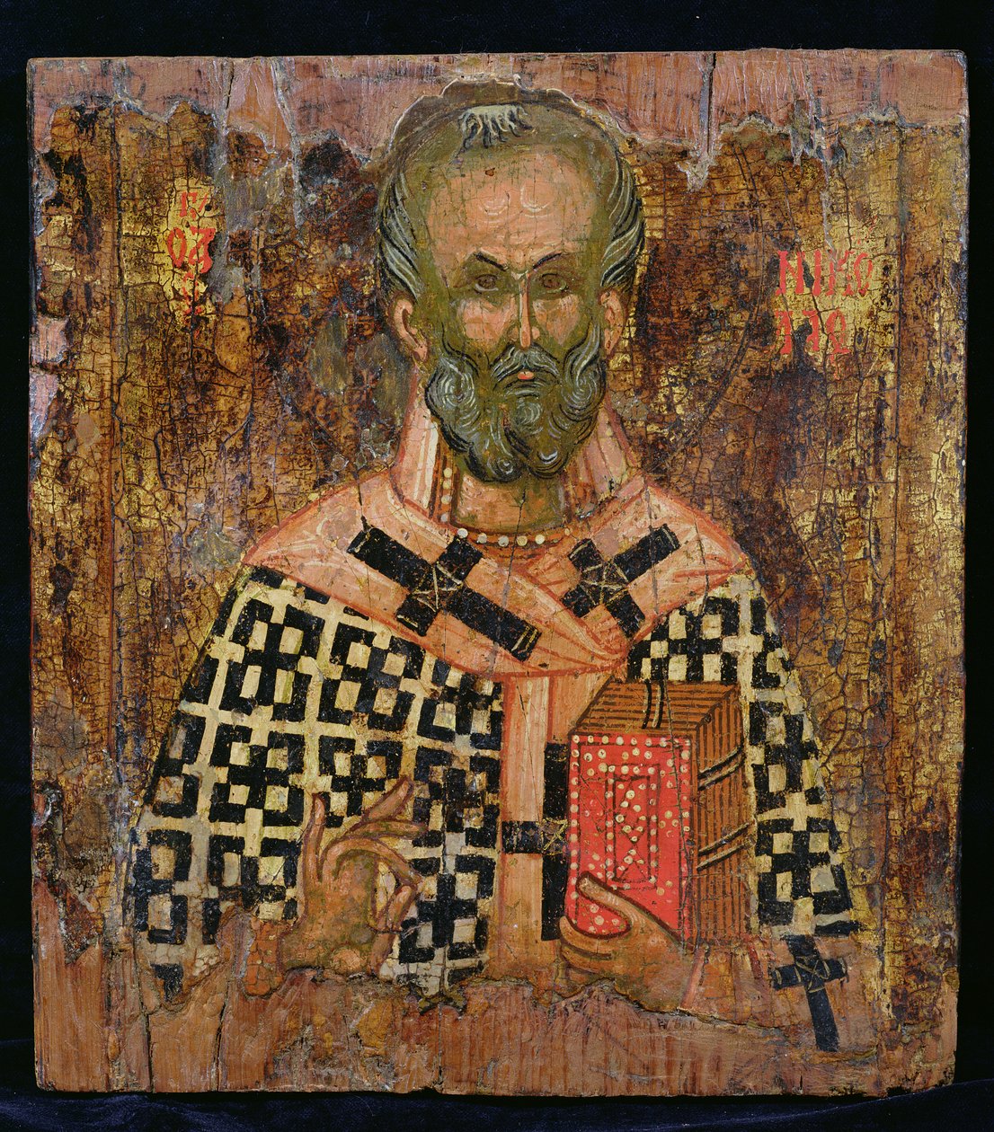 Św. Mikołaj (tempera na panelu) autorstwa Balkan School