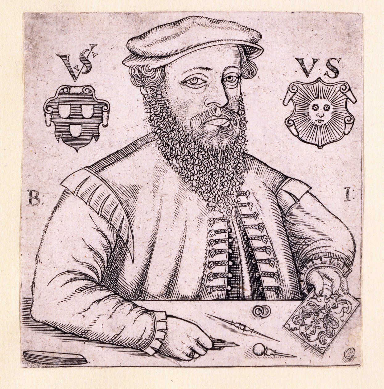 Portret Virgila Solisa, wyd. Norymberga 1562 autorstwa Balthasar Jenichen