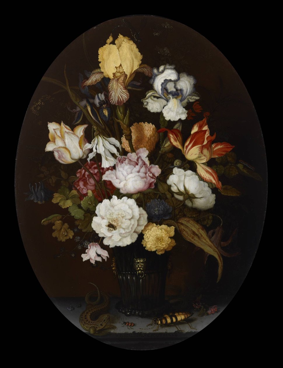 Martwa natura z kwiatami w szklanym wazonie autorstwa Balthasar van der Ast