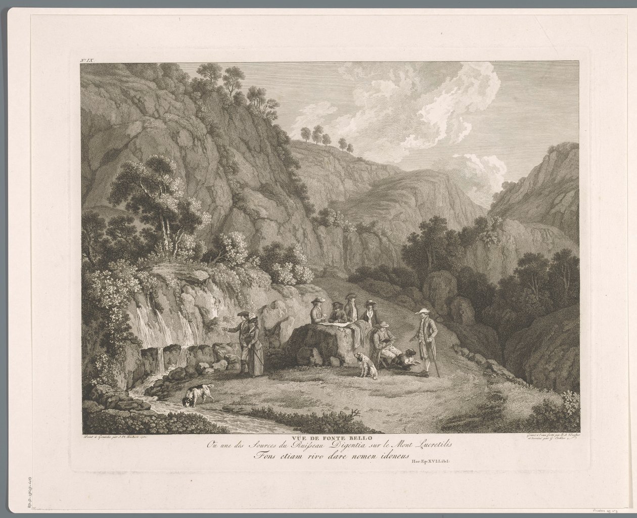 Widok źródła w Monti Lucretili Vüe ​​de fonte bello (tytuł na obiekcie) Suite de VI vues des Environs de Rome (...) (tytuł serii) autorstwa Balthasar Anton Dunker