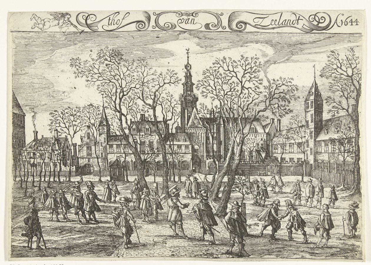 Dwór Zelandii w Middelburgu, 1644 thof van Zeelandt Ao. 1644 (tytuł na obiekcie) autorstwa Balthasar Florisz. van Berckenrode