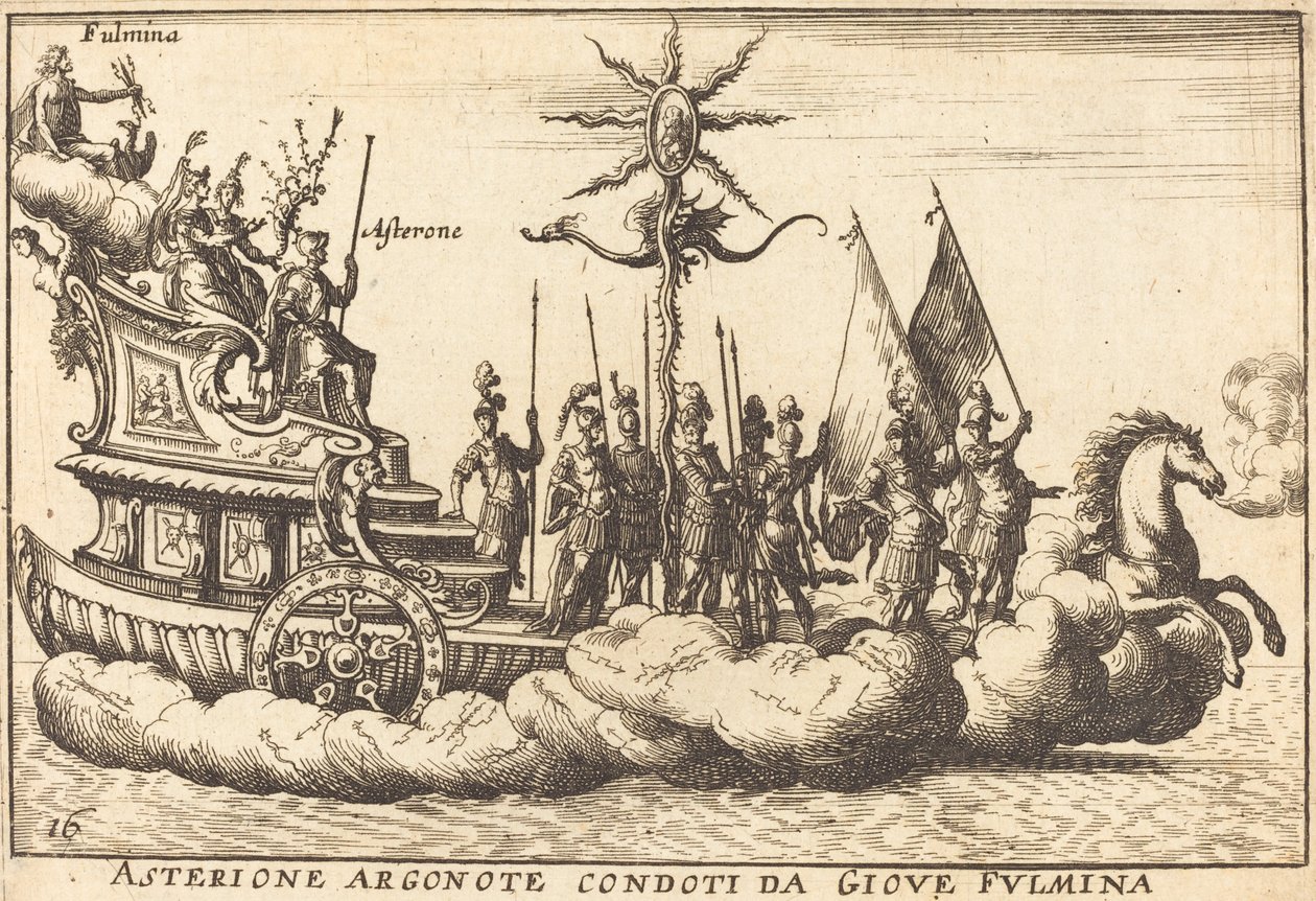 Argonote Asterion prowadzony przez Jupitera Fulminates autorstwa Balthasar Moncornet after Remigio Cantagallina