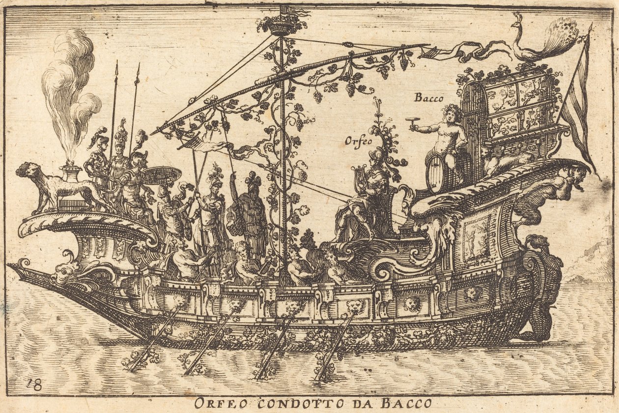Orfeusz prowadzony przez Bachusa autorstwa Balthasar Moncornet after Remigio Cantagallina