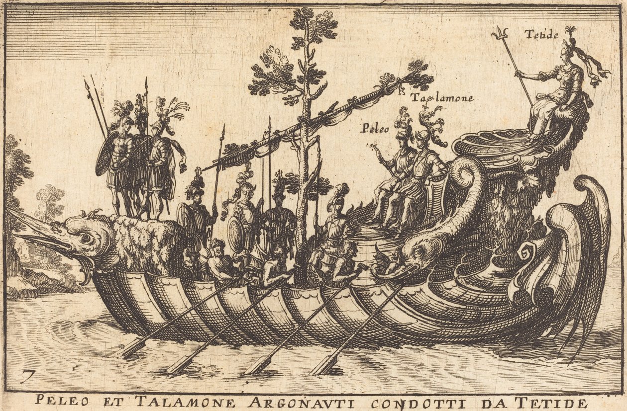 Peleus i Talamone Argonauci dowodzeni przez Tethys autorstwa Balthasar Moncornet after Remigio Cantagallina