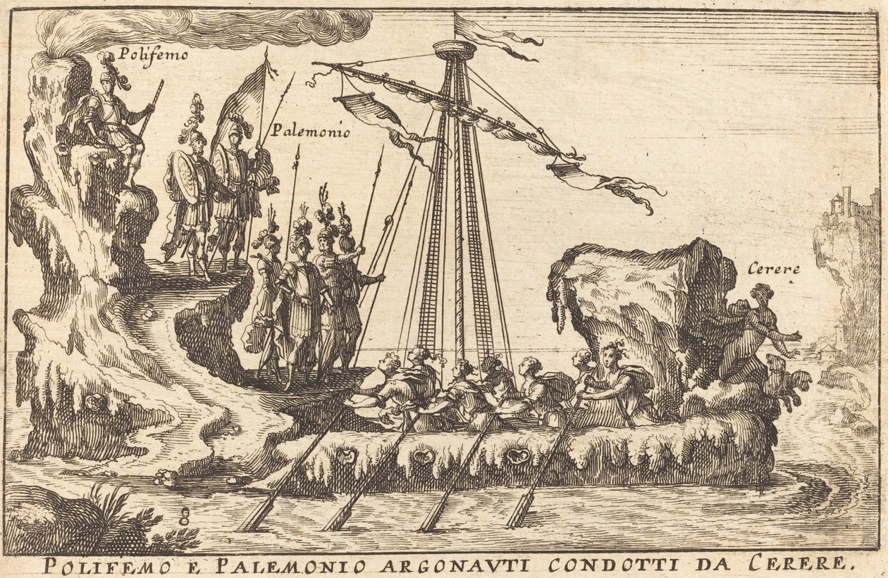 Polifem i Palemonio Argonauti pod wodzą Ceres autorstwa Balthasar Moncornet after Remigio Cantagallina