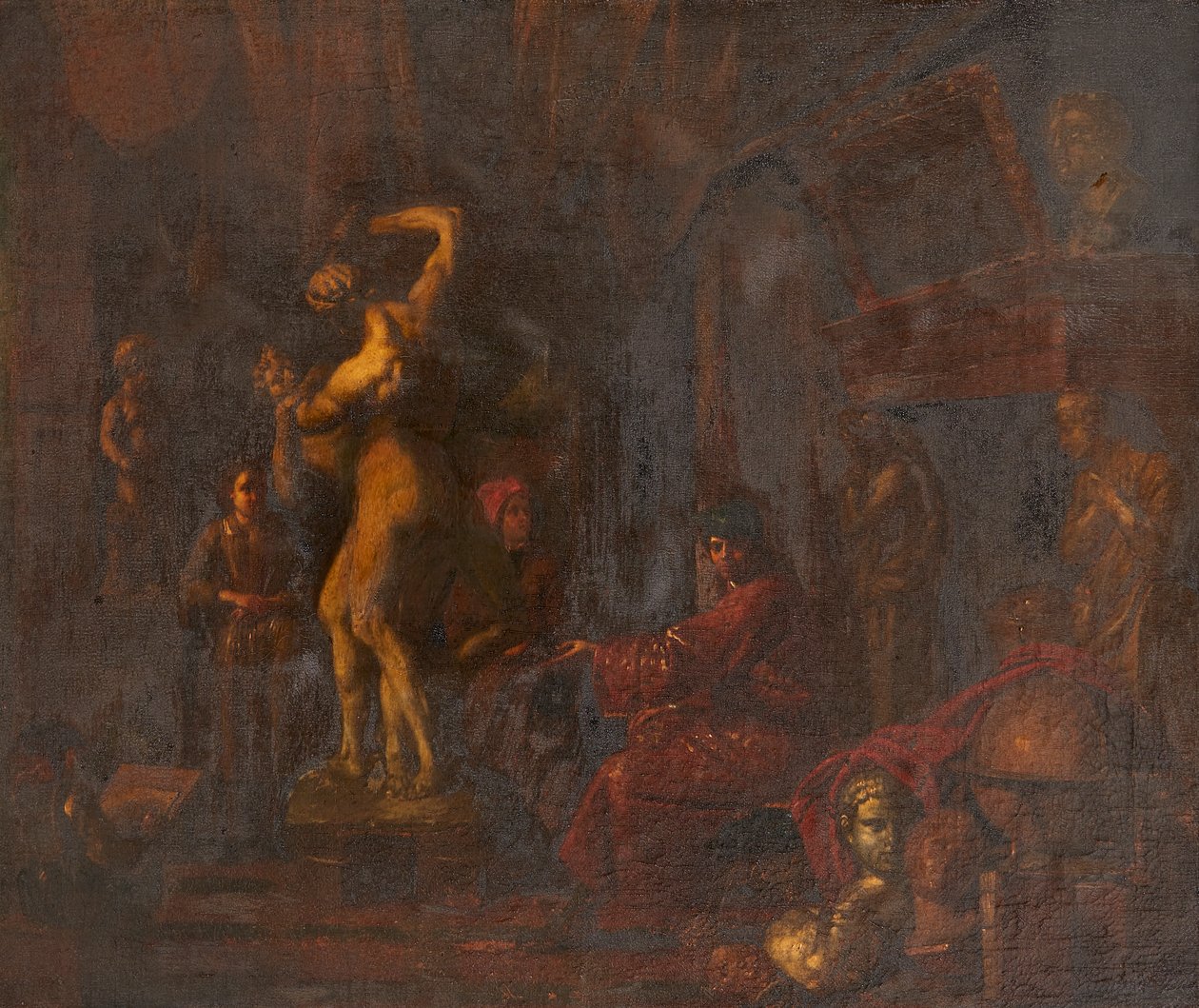 W Pracowni Artysty (olej na płótnie) autorstwa Balthasar van den (attr.to) Bossche