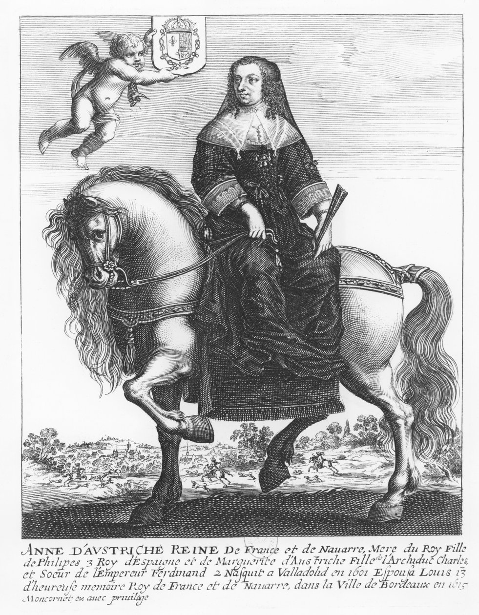 Portret konny Anny Austriaczki autorstwa Balthazar Moncornet