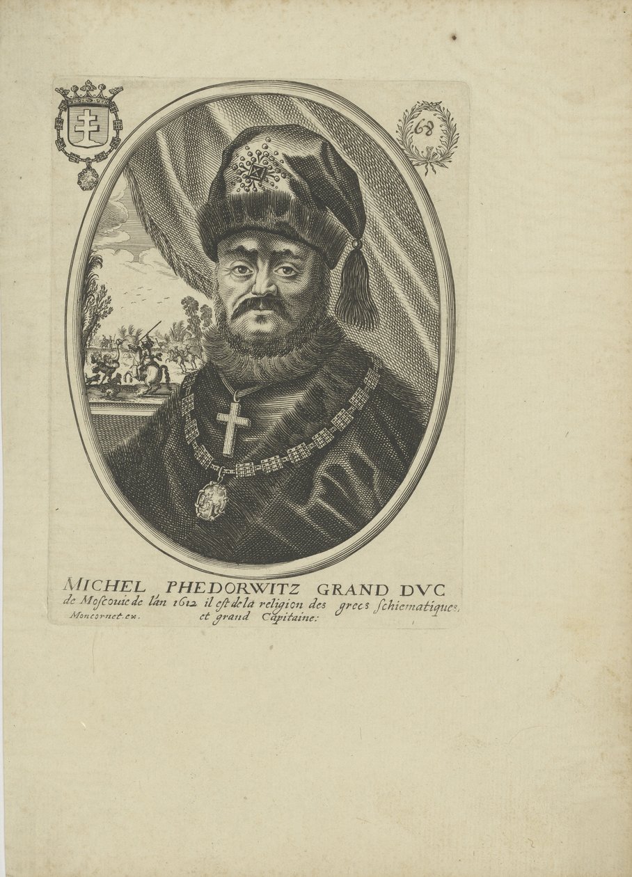 Portret cara Rosji Michała I Fiodorowicza 1596-1645, um 1640-1650. autorstwa Balthazar Moncornet