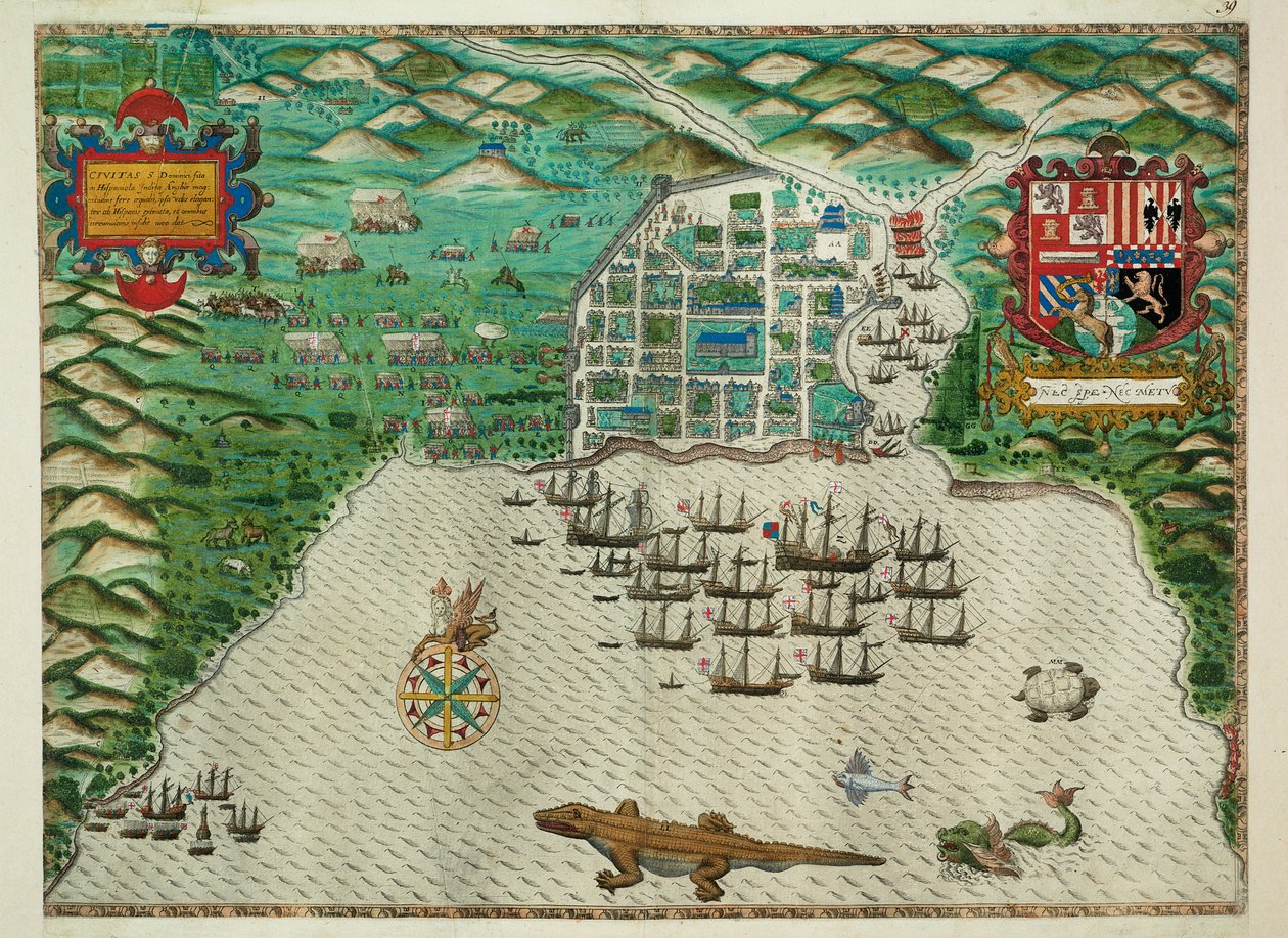 Mapa Santo Domingo autorstwa Baptista Boazio