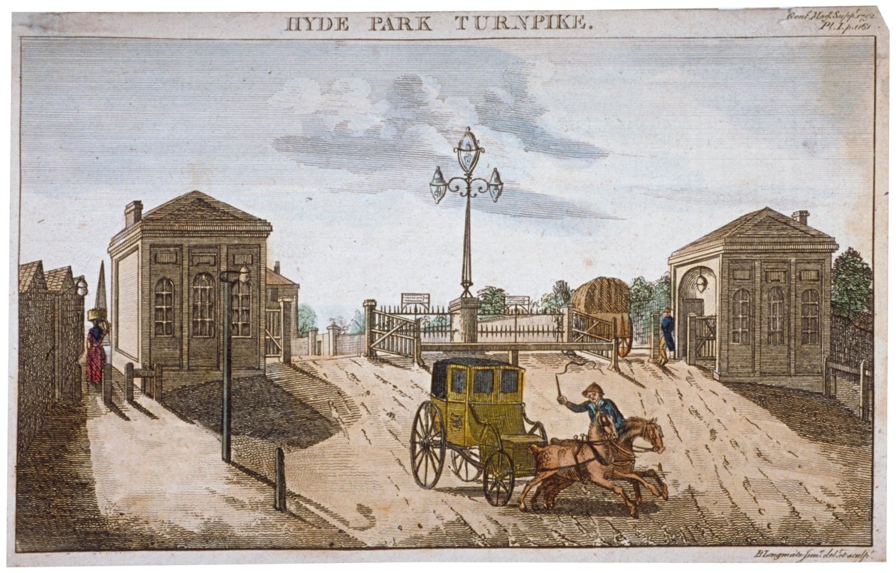 Widok Hyde Park Corner Turnpike, Westminster, Londyn, 1792. autorstwa Barak Longmate Jr