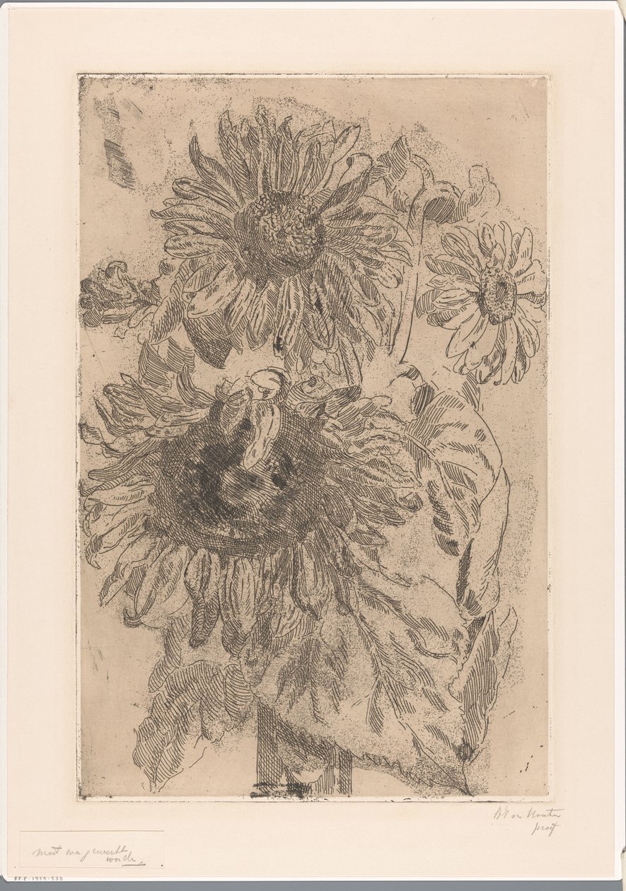 Trzy słoneczniki w wazonie autorstwa Barbara Elisabeth van Houten (signed by artist)
