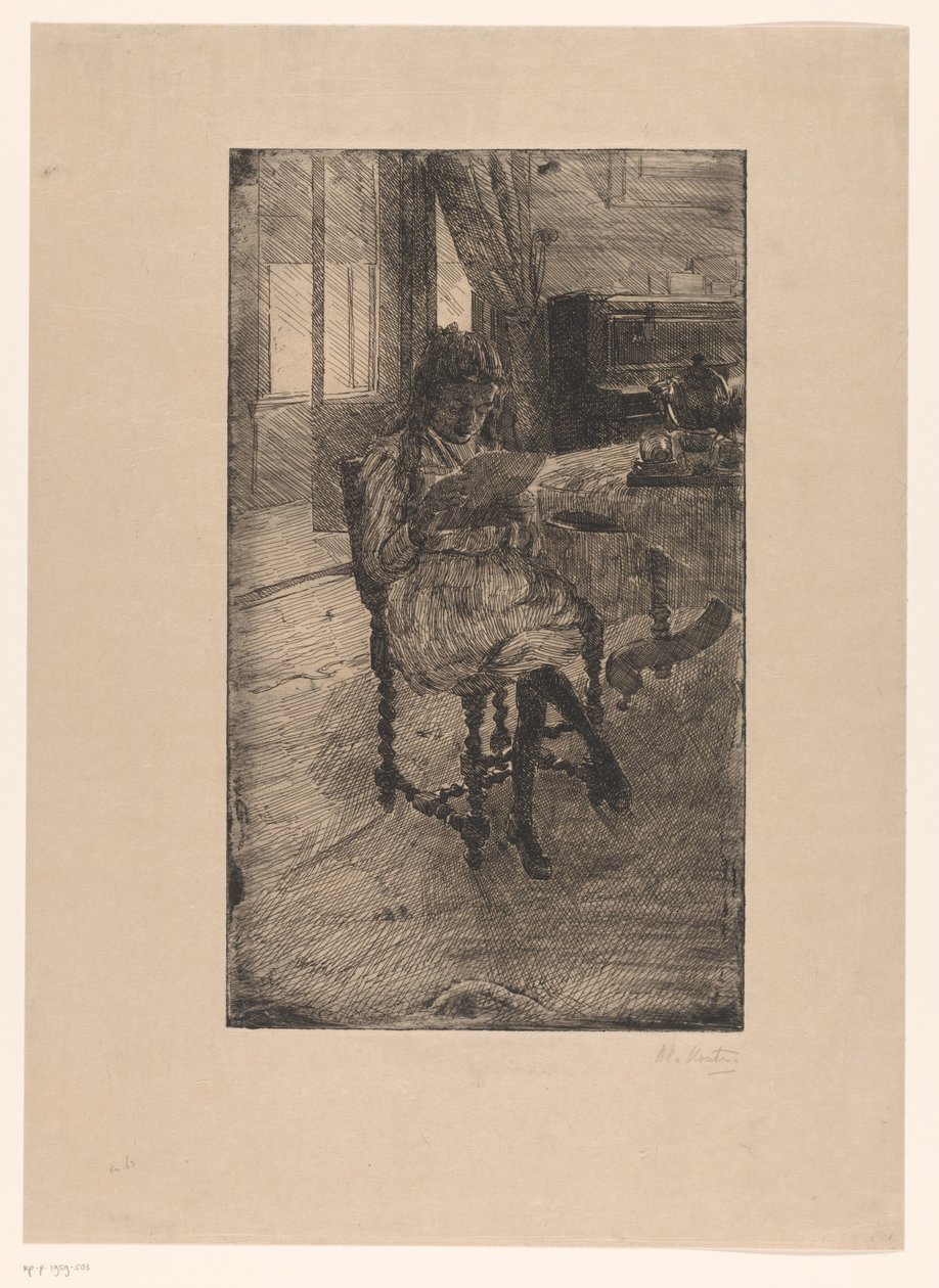 Młoda kobieta czyta autorstwa Barbara Elisabeth van Houten (signed by artist)