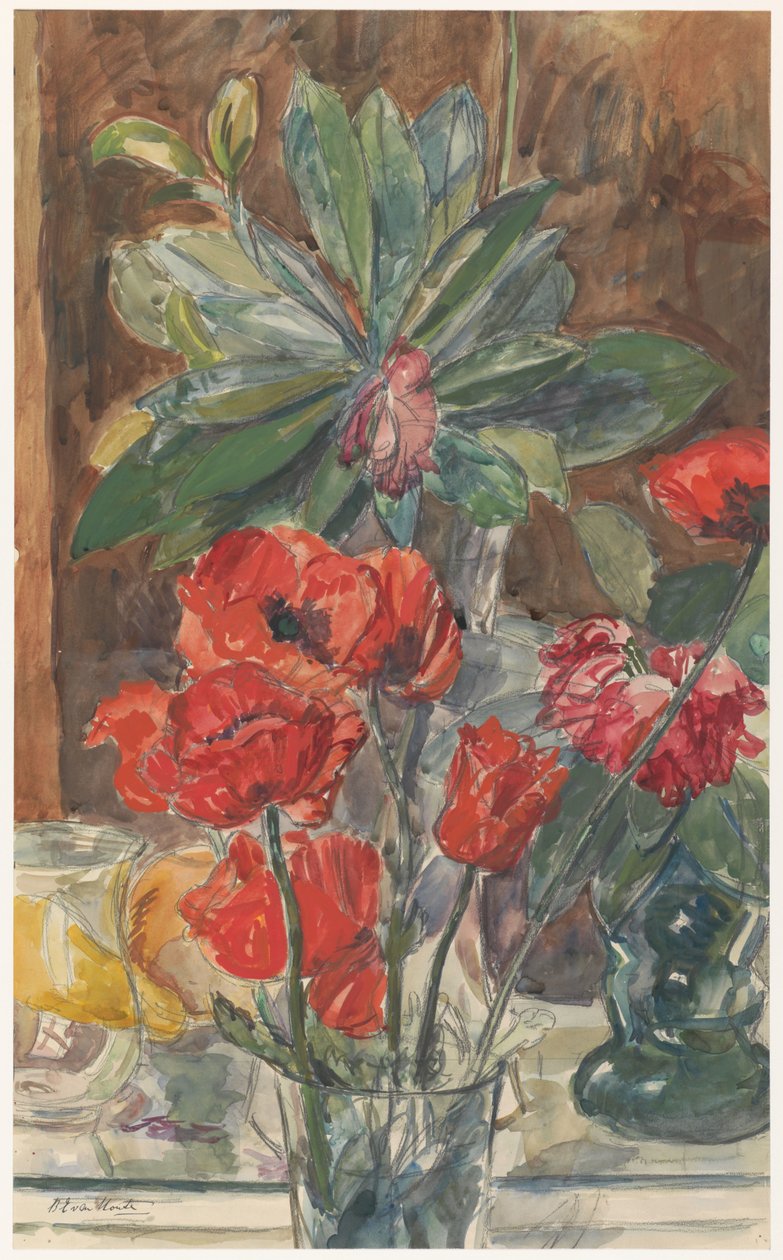 Studium kwiatowe maków i rododendronów autorstwa Barbara Elisabeth van Houten