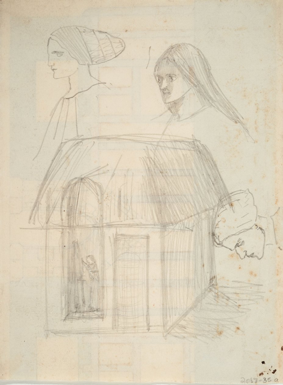 Niezidentyfikowany szkic architektoniczny (grafit na papierze) autorstwa Barbara Leigh Smith Bodichon