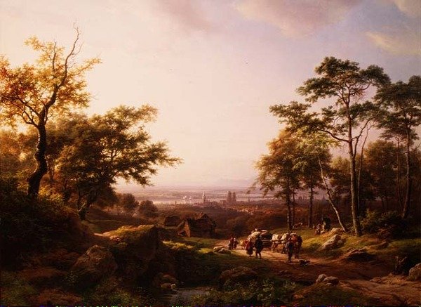 Krajobraz Renu, XIX w. autorstwa Barend Cornelis Koekkoek