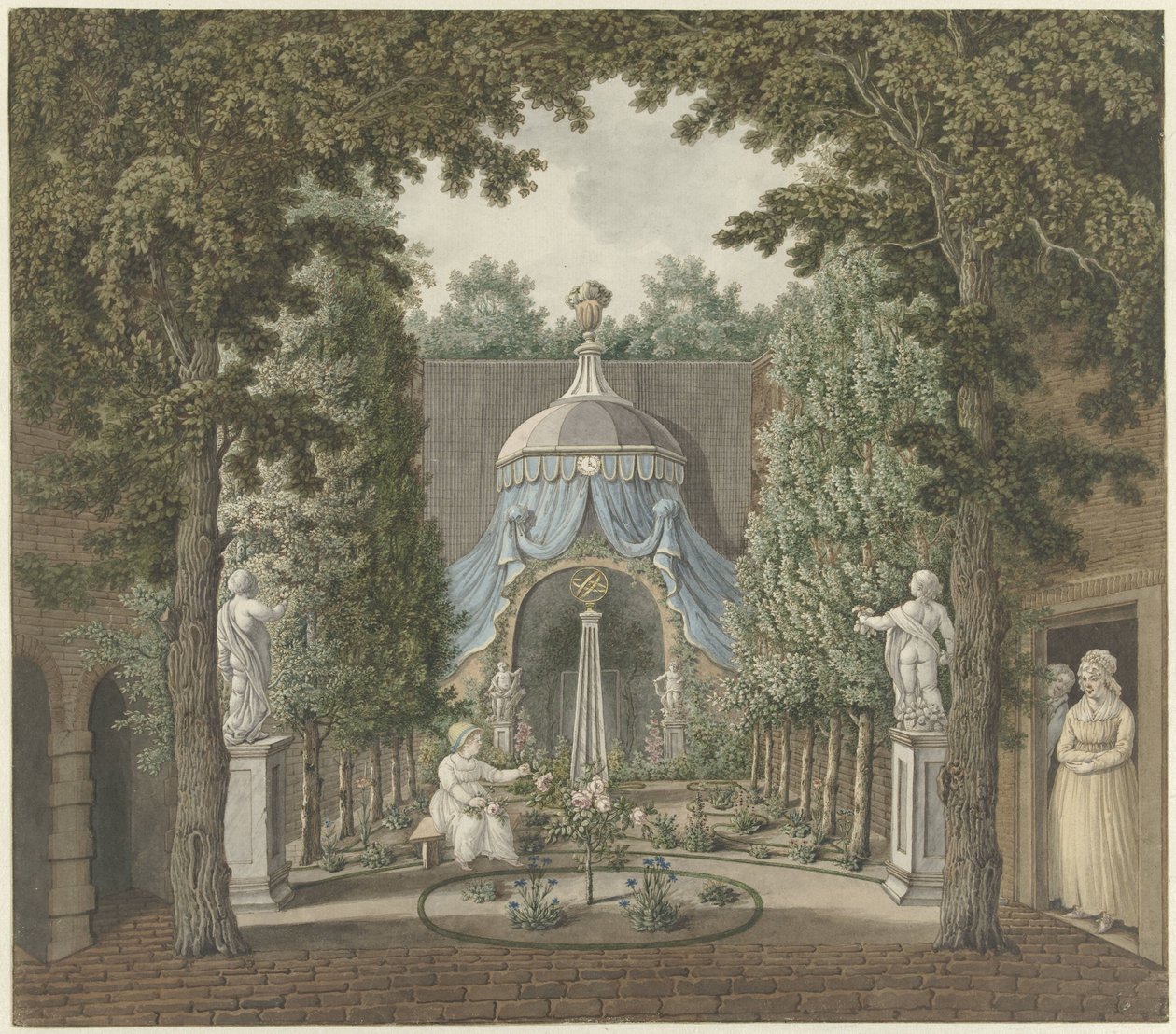 Scena teatralna w miejskim ogrodzie autorstwa Barend Hendrik Thier