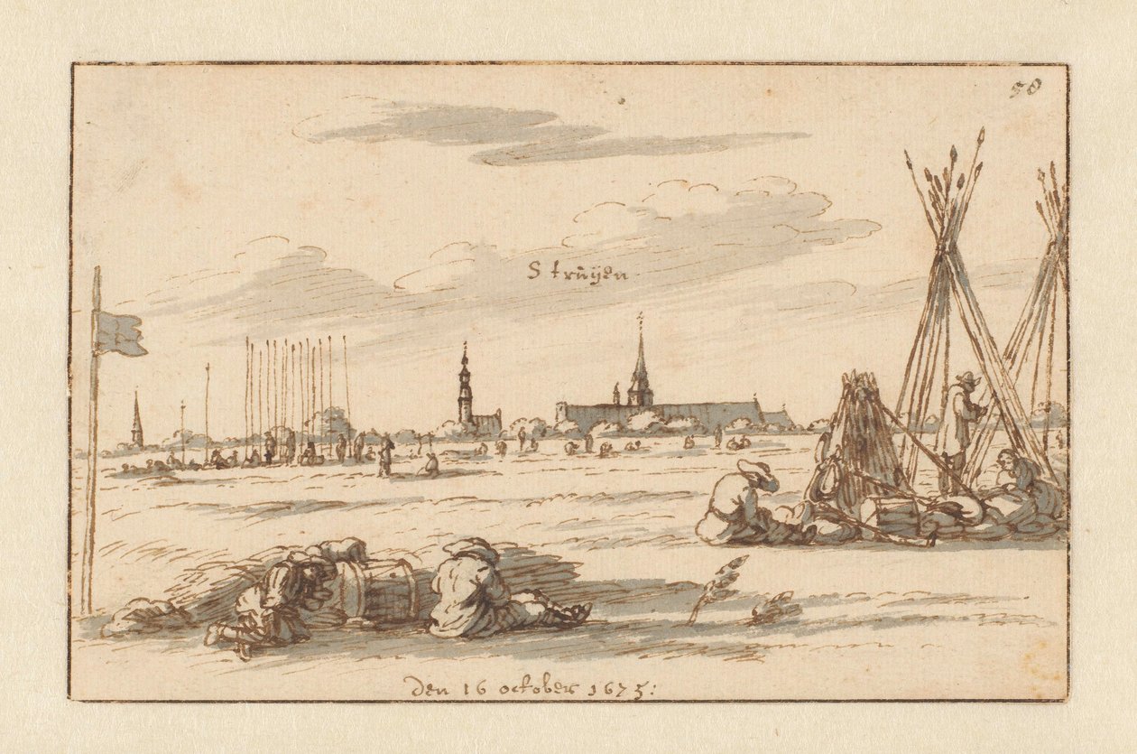 Obóz armii Willema III w pobliżu Sint-Truiden, Limburg autorstwa Barend Klotz (attributed to)