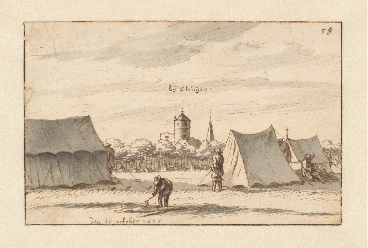Obóz armii Willema III w pobliżu Sint-Truiden, Limburg autorstwa Barend Klotz (attributed to)