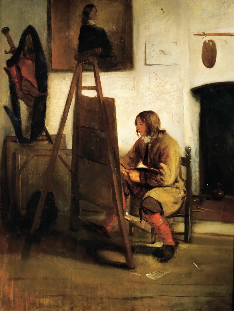 Lnl, młody malarz w studio autorstwa Barent Fabritius