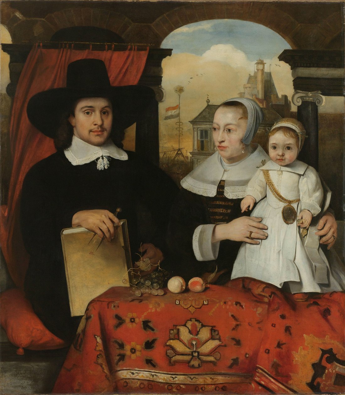 Willem van der Helm (ok. 1625-75), architekt miejski Lejdy, z żoną Belytgen Cornelisdr van der Schelt (zm. 1661) i ich synem Leendertem (1622-64) autorstwa Barent Fabritius