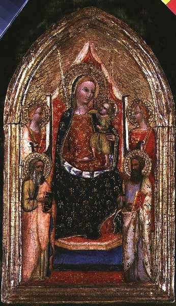 Madonna z Dzieciątkiem i św. Bartłomiejem i innymi świętymi. autorstwa Bargello Master