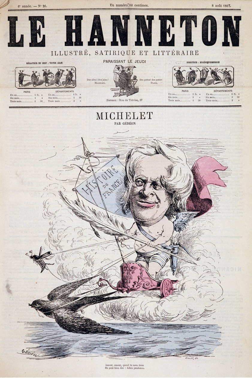 Kreskówka Jules Michelet - autorstwa Gedeon w „”Le Hanneton””08.08.1867 autorstwa Baril Gedeon