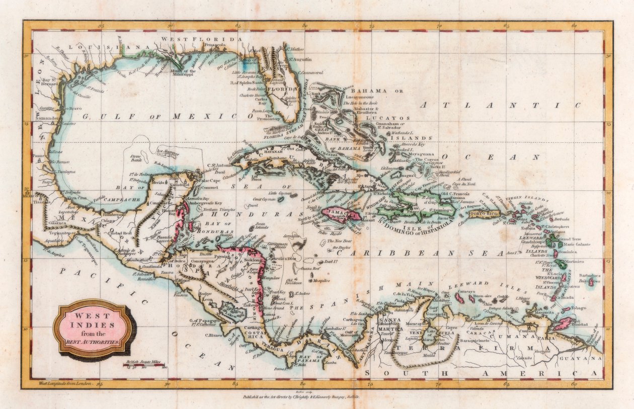 Mapa Indii Zachodnich, XVIII wiek. autorstwa Barlow