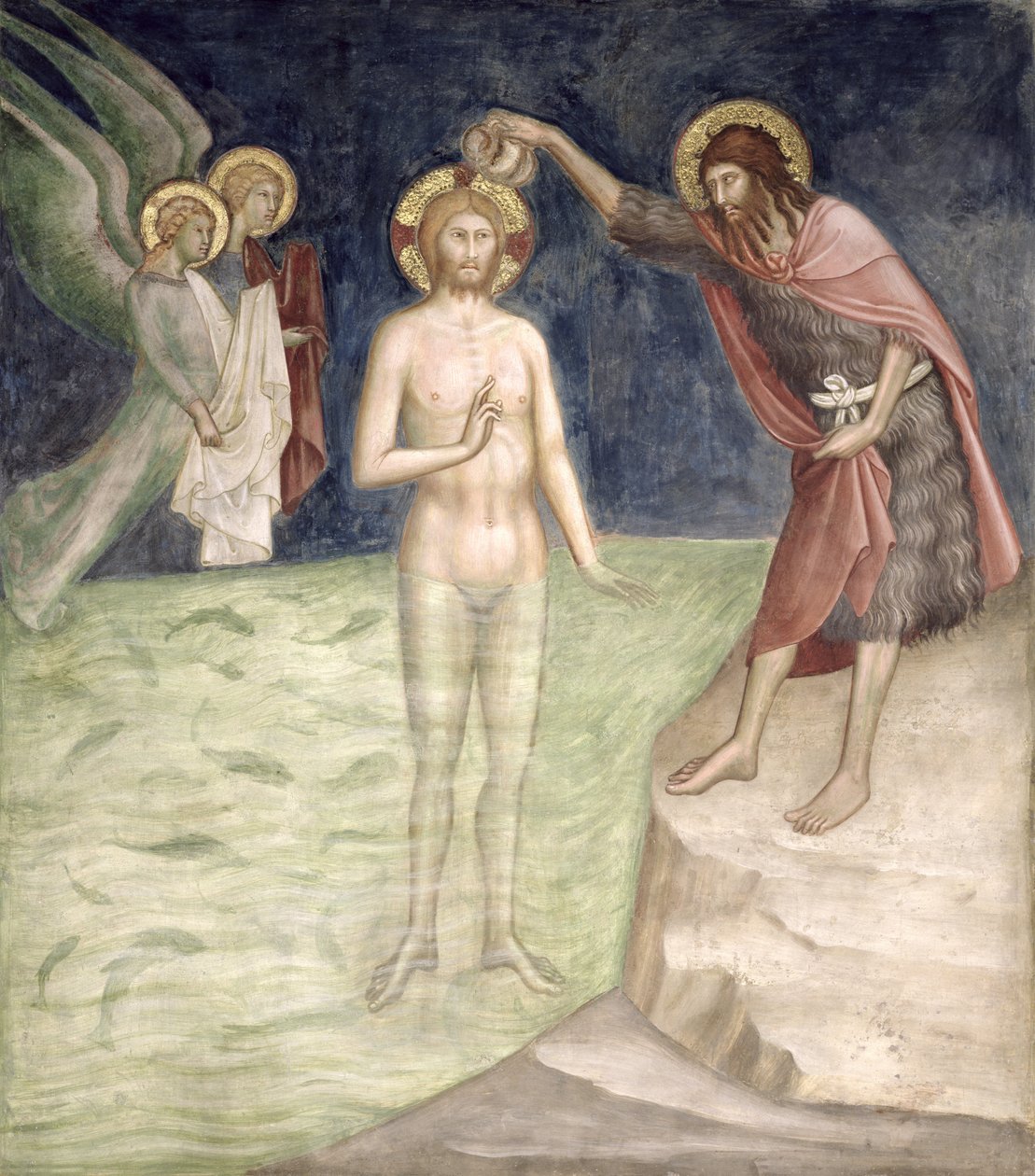 Chrzest Chrystusa, z serii Scen Nowego Testamentu autorstwa Barna da Siena