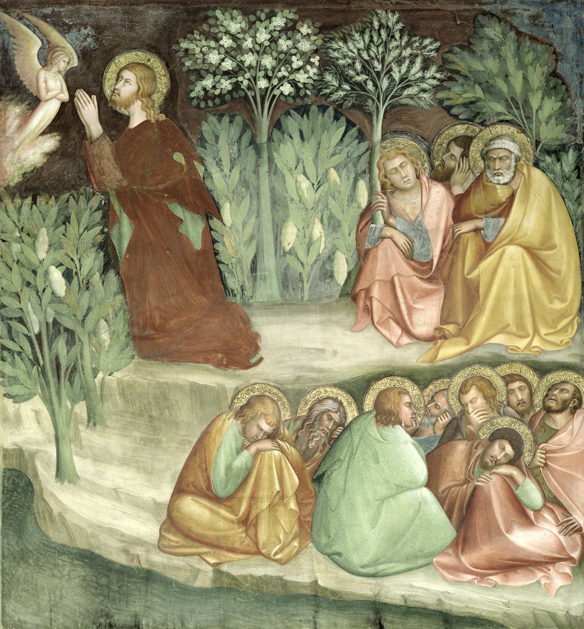 Chrystus w Ogrodzie Getsemani, z serii Scen Nowego Testamentu autorstwa Barna da Siena
