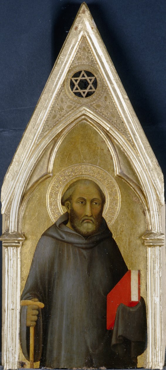 Święty, ok. 1340 (tempera na drewnie topoli) autorstwa Barna da Siena