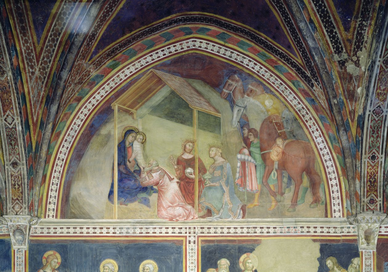Adoracja Trzech Króli, z serii Scen z Nowego Testamentu autorstwa Barna da Siena