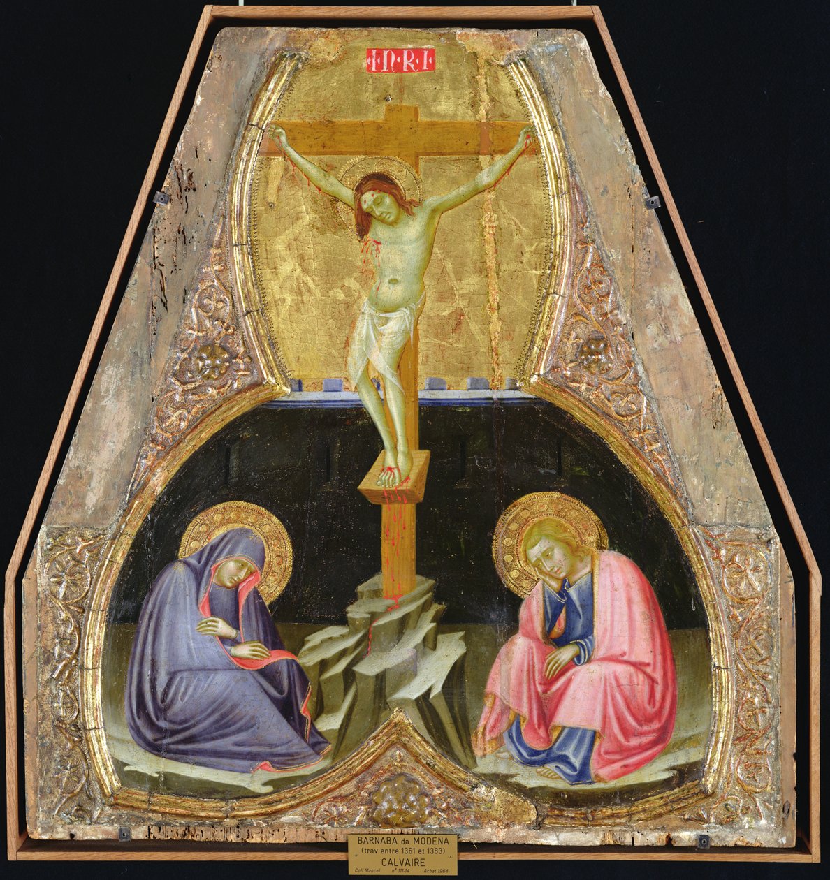 Ukrzyżowanie z Dziewicą i św. Janem Chrzcicielem (tempera na desce) autorstwa Barnaba da Modena