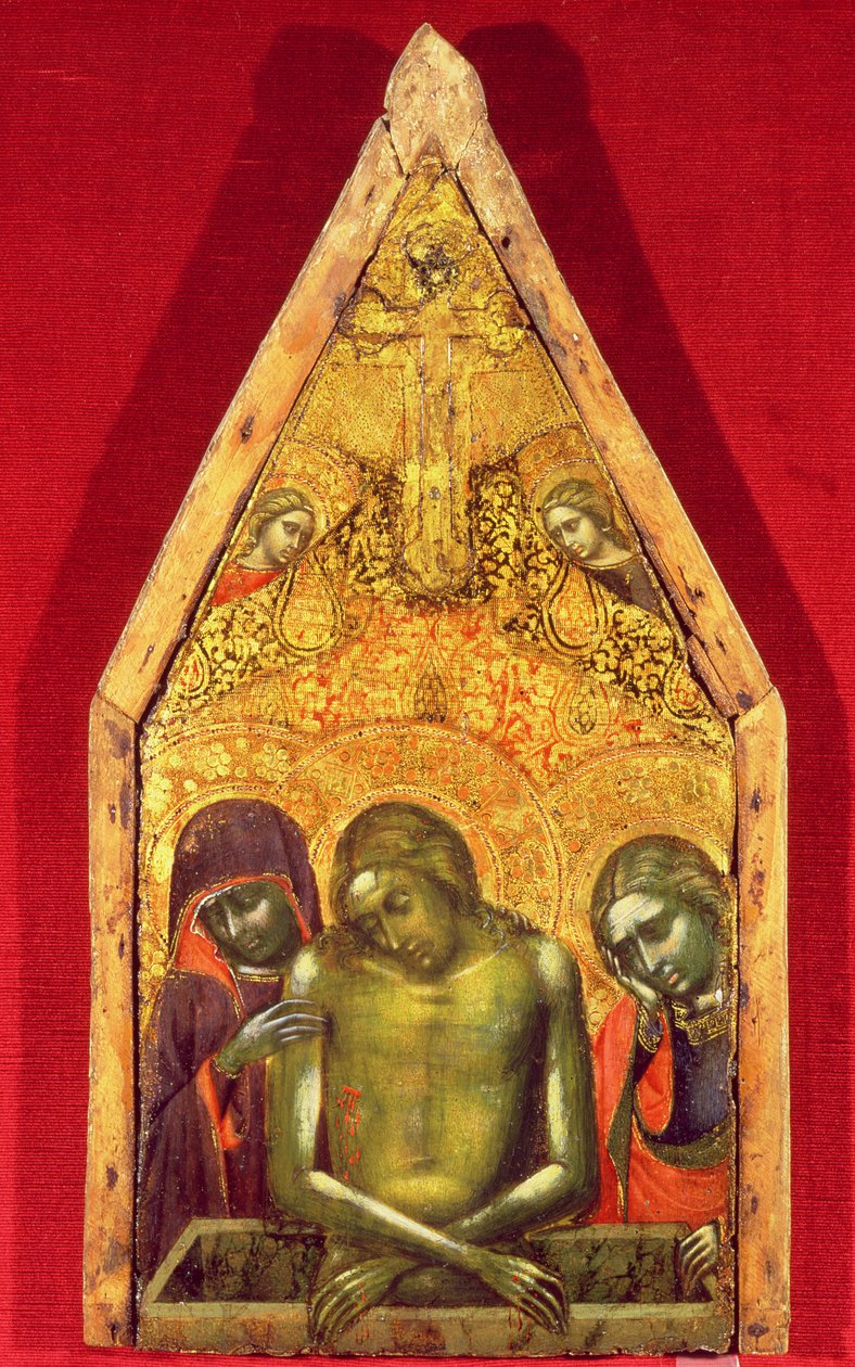 Pieta tempera na panelu z nałożoną tkaniną autorstwa Barnaba da Modena