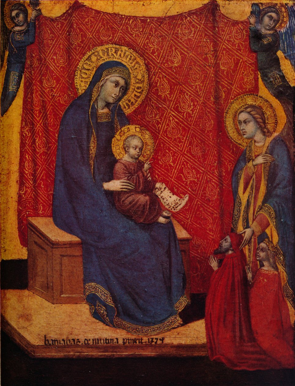 Madonna intronizowana i dwóch darczyńców w adoracji, 1374 autorstwa Barnaba da Modena