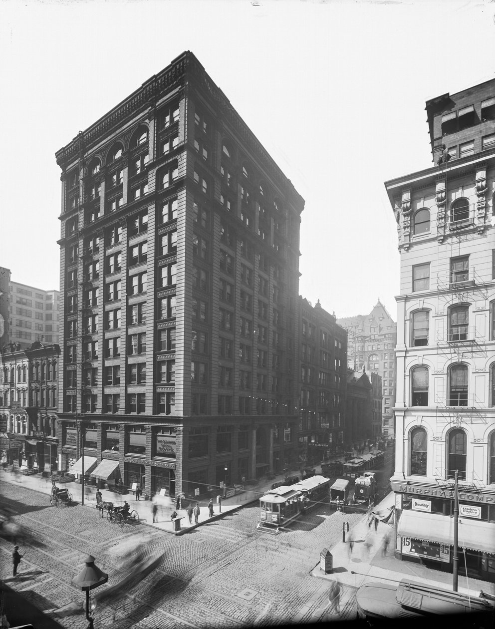 105 West Monroe Street, Chicago, Illinois, USA, ok. 1895 (zdjęcie czarno-białe) autorstwa Barnes and Crosby