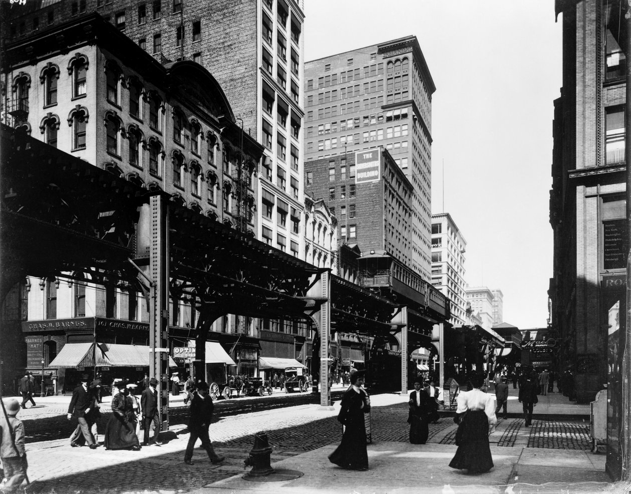Podwyższone tory na Wabash Avenue, Chicago, Illinois, USA autorstwa Barnes and Crosby